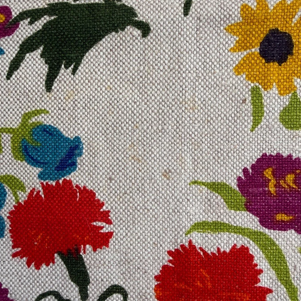 Vintage Small Tablecloth Linen Multi-Color Floral Poppy Sunflower UK Printed